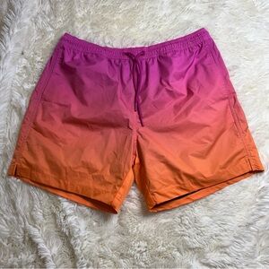 Chubbies Pink/Orange Gradient lounge shorts space theme mesh lined large 5.5”